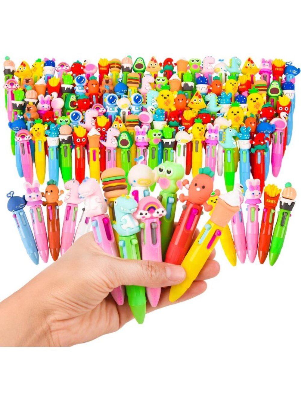 100 PCS Multicolor 4-in-1 Cute Kawaii Ballpoint Pens - Fun Gifts for Kids